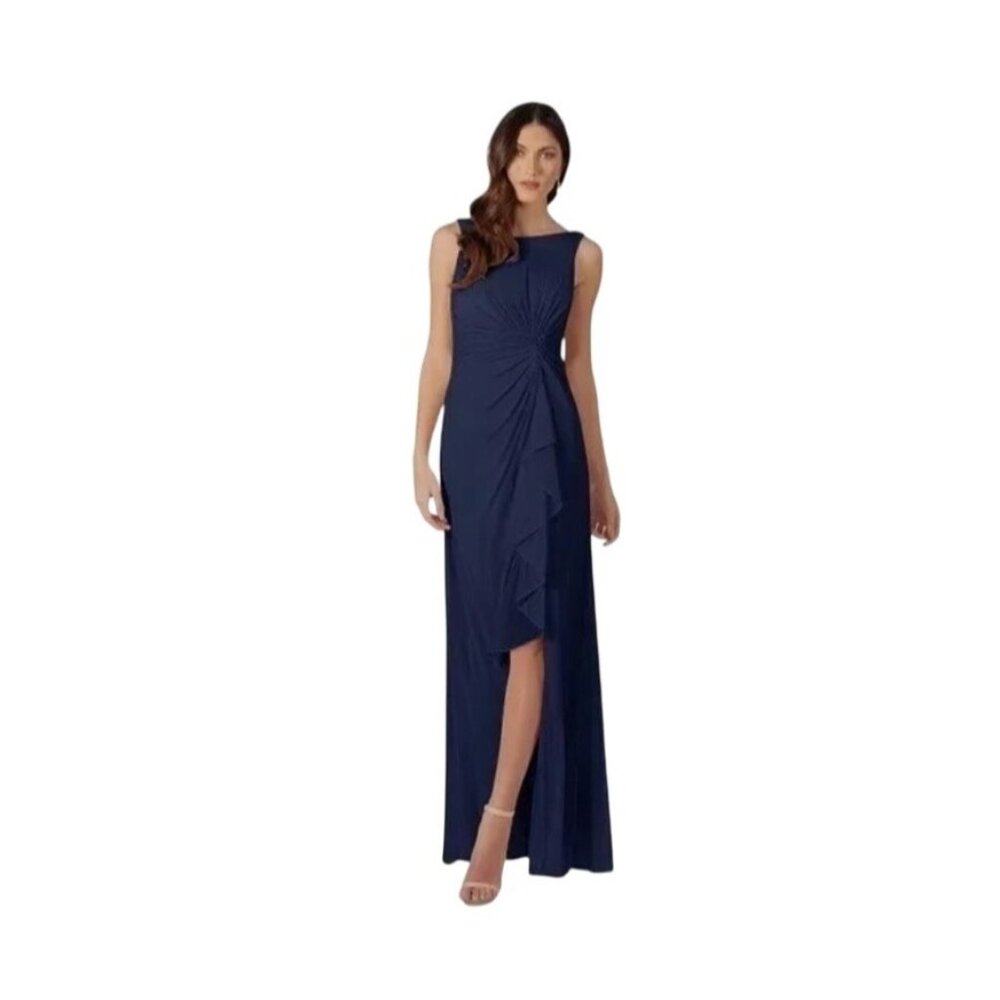 Azazie Navy Blue Maxi Dress with Side Ruching